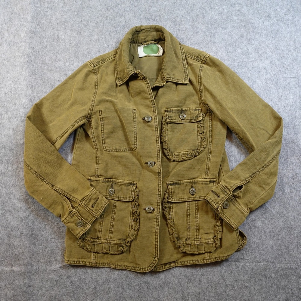 Anthropologie Jacket Womens Extra Small Green Utility Military Cargo Army Field‎
